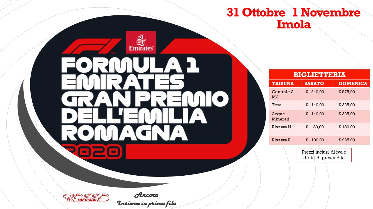Imola F1 2020 BIGLIETTERIA